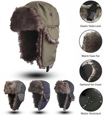 Men's Winter Trapper Aviator Trooper Earflap Warm Russian Waterproof Ski Hat UK