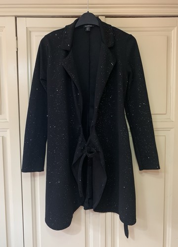 Boohoo black glittered blazer