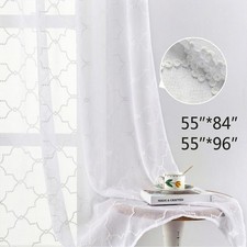 2 Panels White Voile Curtains