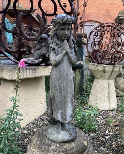 Metal cast iron praying fairy - metal,