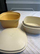 Vintage Tupperware 888-16 Steam and Store Microwave Cooker 3 pcs Harvest Gold