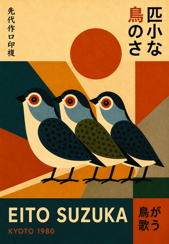 Vintage japanese style birds - vintage,