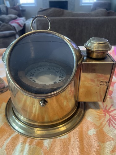 Old brass life boat compass - brass,