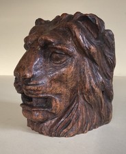 Antique Salvaged Lions Head Hand Carved In Oak