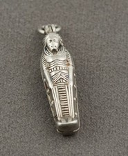 Antique Egyptian Revival .800 Silver Pharaoh Sarcophagus Mummy Charm / Pendant
