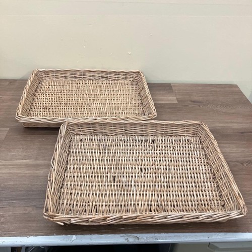 Vintage rattan wicker tray set - vintage,