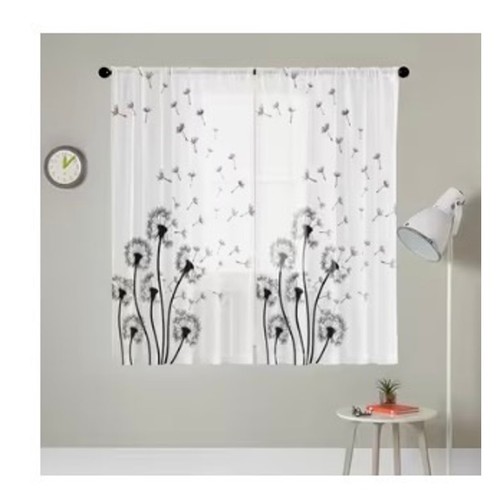 Dandelion curtains black - dandelion, white