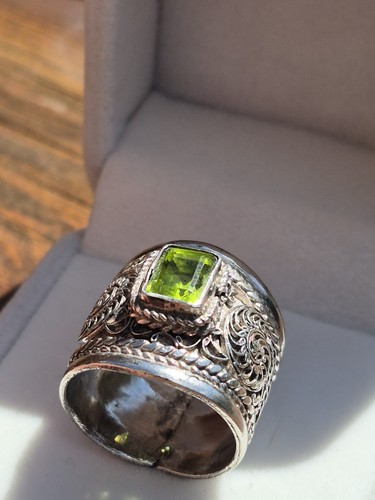 Sterling silver peridot ring - sterling,