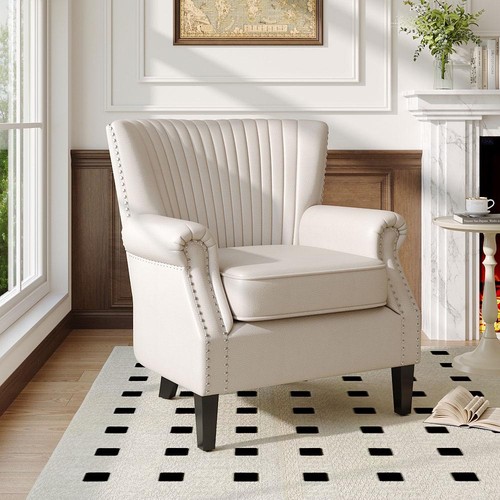 Upholstered wing back armchair - back,
