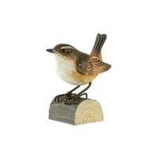 Wildlife Garden  Carved Wood Figure Bird  Wren