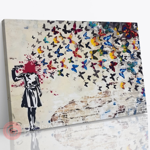 Banksy butterfly girl brains - banksy,