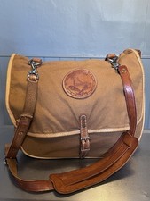 Rare! Yuketen Canoe Satchel bag Veg Tan Leather Hamilton Canvas Made in USA