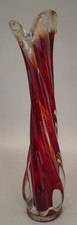 Vase Red Twisted Art Glass Murano Style H24cm  A52 G210