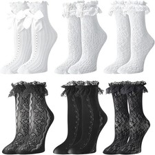 6 Pairs Frilly Socks Women