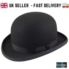 Black Wool Felt Bowler Hat - Satin Lined - Top Quality : S-XXL - FAST POST ??