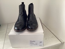 John Lewis Black Leather Brogue Boots Size 38/UK 5