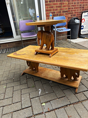 Carved wooden elephant base - carved,