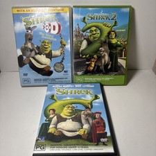 Shrek 1 2 & 3D bundle DVDs With 3d Glasses C1