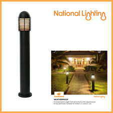 LOUVRE LED Bollard Post Light E27 Waterproof Black Aluminium Garden Light