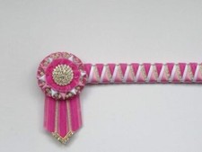 PINK WHITE AND GOLD - DELUXE VELVET COVERED CORNERSTONE BROWBAND - £29.99