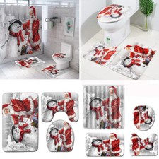 Christmas Bath Set Bathroom Mat Set Shower Bath Mat Mat Carpet Toilet UK