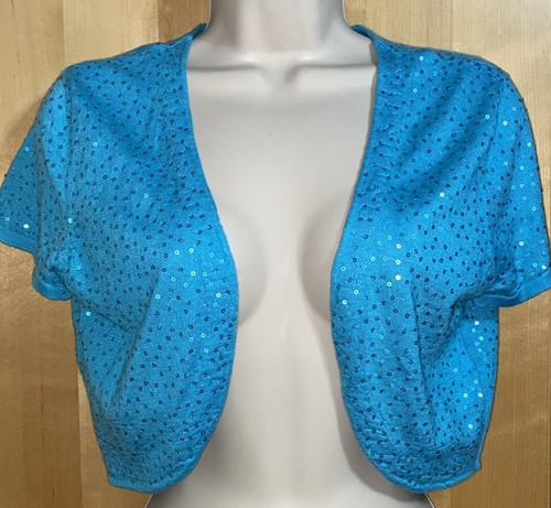 Blue sequin shrug bolero size - blue,