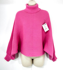 ZARA Pink Soft Thin Chunky Knit Women's Batwing Cropped Roll Neck Jumper UK 8 10