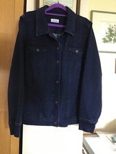 Denim and Co Women's Comfortable denim Jacket From QVC XL , Dark Indigo Blue.