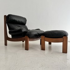 A french Maison Regain 1970s lounge chair & stool.