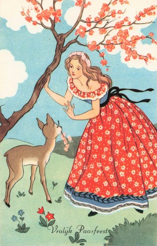 Vintage dutch easter postcard - vintage,