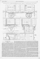 Great Northern Railway 9 Ton Goods Wagons Antique Engineering Print 1882