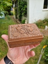 Carved Wooden Box Leaf Design