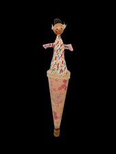 Vintage Push-Up Puppet Wooden Clown Toy Retro Collectable Folk Art Home Decor