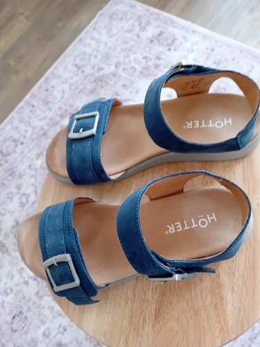 Hotter blue suede - blue, sandals