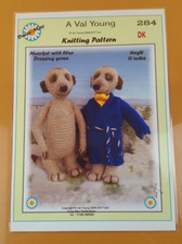 Meerkat With Blue Dressing Gown Knitting Pattern - Daisy-May / Val Young