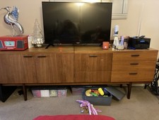 Uni flex Pre loved 7ft Sideboard With Lift Up Drinks Cabinet And Marble Slab