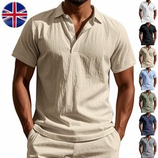 Mens Cotton Linen Shirt Short