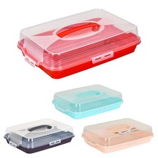 Plastic Cake Box Carrier Storage Container with Handle Locking Lid