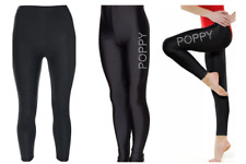 Personalised nylon lycra SHINY stretchy Black Dance Gymnastic Gym Leggings