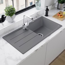 Astini Elmo 100L 1.0 Bowl Granite Croma Grey Reversible Kitchen Sink & Waste
