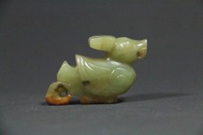 China old Shang Dy Yellow jade carved bird figure Xiao statue pendant 商代黄玉鸮挂件
