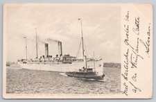 Union-Castle Steamer Kinfauns Castle & Tug Postcard c1905 Port Elizabeth RSA