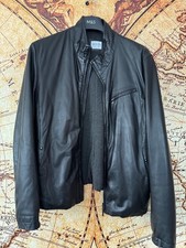 Mens Black Armani  Collezoni Leather Jacket, Size L