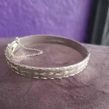 Vintage Silver Diamond Cut Bangle Bracelet Birmingham 1973 16cm