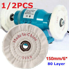 150mm 6" Spiral Stitched Cotton Buffing Polishing Wheel Mop Bench Grinder Kit UK