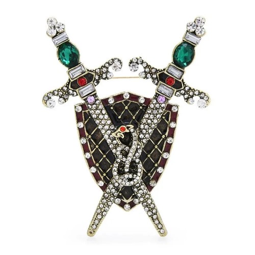 Luxury sword shield brooch - sword,