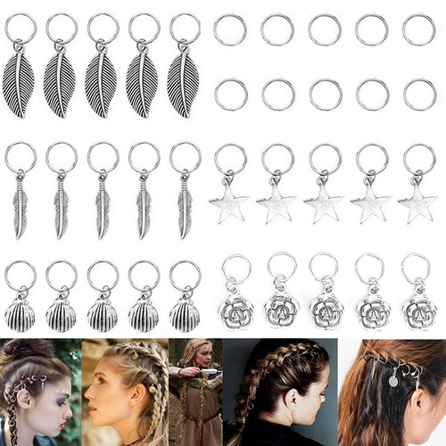 Silver metal hair rings braid - silver,