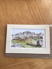 SIGNED. ORIGINAL. WATERCOLOUR  MOUNTED PAINTING GIFT CARD Hound Tor Dartmoor