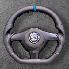 SEAT LEON MK1 FR CUSTOM FLAT BOTTOM SPORT BLACK LEATHER CUSTOM STEERING WHEEL