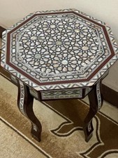 Wooden End Table with Pearl